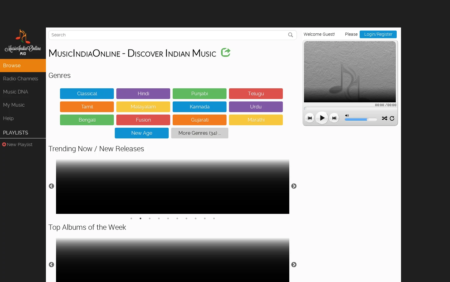 MusicIndiaOnline 页面快照